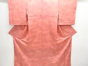 縮緬地　のり散らし模様暈し一つ紋色無地着物